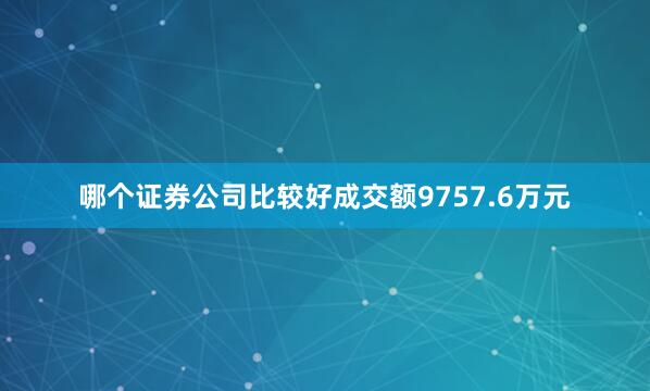 哪个证券公司比较好成交额9757.6万元