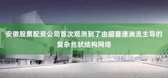 安徽股票配资公司首次观测到了由超音速湍流主导的复杂丝状结构网络